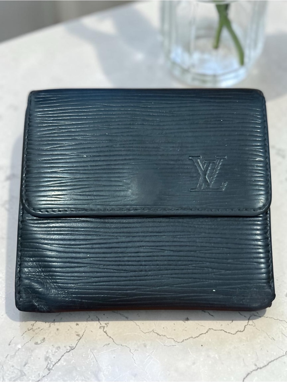 Louis Vuitton Vintage Black Epi Leather Elise Compact Wallet